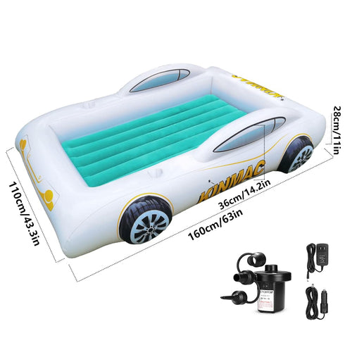 KINMAC Inflatable Toddler Travel Bed- Portable Travel Toddler Air Bed for Kids Camping Air Mattress Racecar Toddler Bed