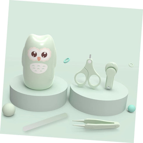 Set UPKOCH Nail Care Boy Girl Grooming with Nail Clippers Manicure Tools and Fun Owl Design Mint Green for Newborns