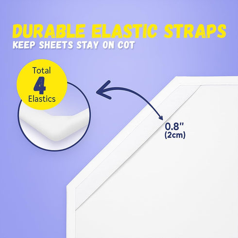 22"x52" Pack 6 Fitted Cot Sheet for Daycare Toddlers of Soft & Breathable Microfiber Cot Sheets with Reinforced Elastic