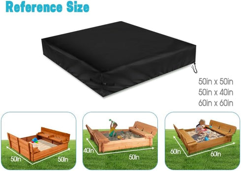 Cover,500D 50" 40" Sand Box Waterproof Sandbox Cover,Heavy Duty Outdoor Cover Fits L x W Sand Box with Lid,Wooden