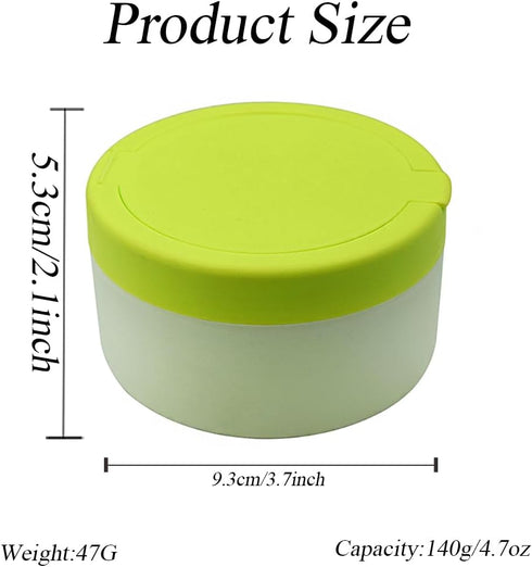 Happyupcity White Plastic Empty Baby Powder Puff Case with Green Sifter Lid Refillable After-Bath Talcum Powder Jar