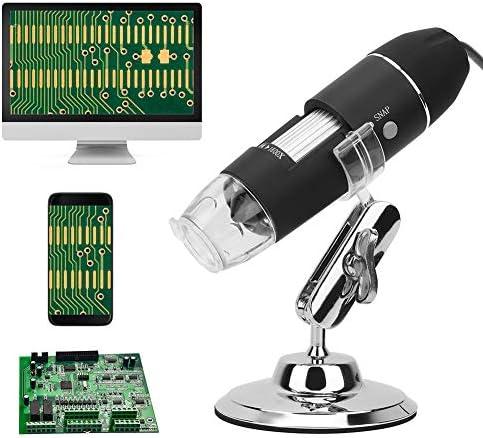 USB Digital Microscope, 1600X Magnification Endoscope Mini Camera with 8 LEDs, Compatible with Android, Windows