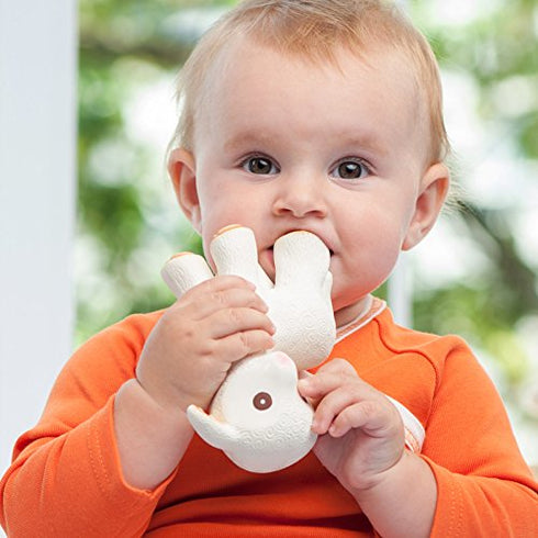 0-6, CaaOcho Pure Natural Rubber Teething Baby Toy - Mia the Lamb Teether for Babies, BPA Free Baby Toy, All Natural