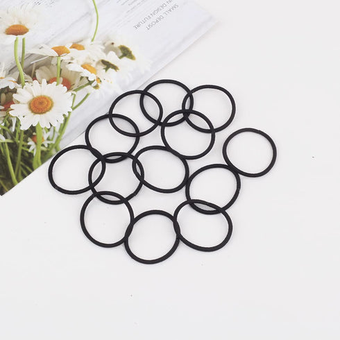 Baby Girls Hair Ties - No-Metal Hair Elastics Ponytail Holders (2 mm x 2.5 cm, Black)
