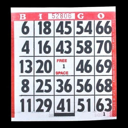 1 on Large Print Easy Read Bingo Paper Game Cards - Red - 500 cards - 4.25 Inch Square Size Disposable Cards - No Duplicates - Made in USA