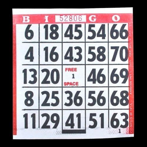 1 on Large Print Easy Read Bingo Paper Game Cards - Red - 500 cards - 4.25 Inch Square Size Disposable Cards - No Duplicates - Made in USA