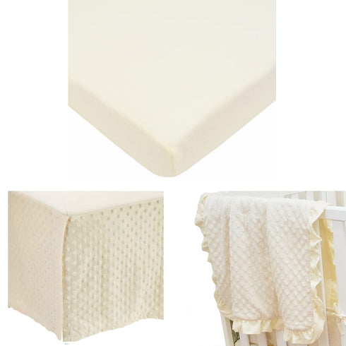 3-Piece Set, American Baby Company Heavenly Soft Minky Dot Mini/Portable Crib Bedding Cream