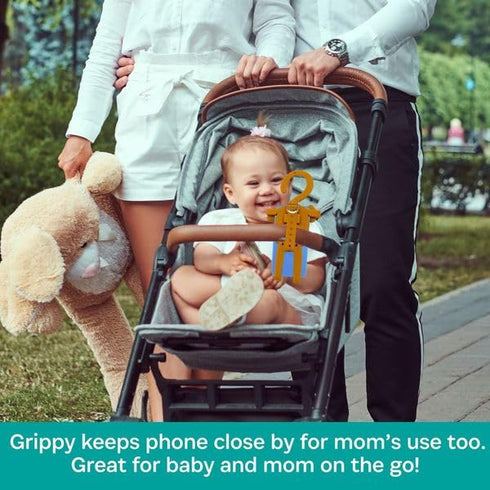 Grippy Smartphone Holder by Buggygear, Perfect Mount for Cellphone, Straps to Stroller or Grocery Cart, Entertain Your