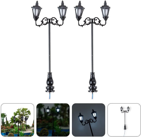 Yardwe 2pcs Miniature Street Light Model, 1:87 Road Light Micro Landscape Ornament for Outdoor Decor