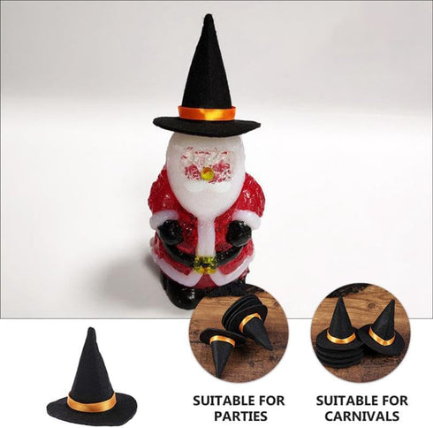 6pcs Mini Witch Hats for Crafts, Tiny Wizard Hat Felt Doll Witch Hat for Wine Bottle Decor, Halloween Decor