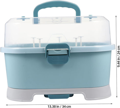 NUOBESTY Baby Bottle Drying Rack with Cover Portable Nursing Bottle Storage Box Baby Bottle Holder Dinnerware Organizer