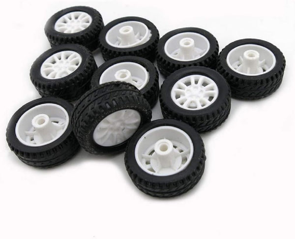 10pcs Toy Car Wheels 20mm Rubber Tire for 2mm Shaft DIY Model Accessories