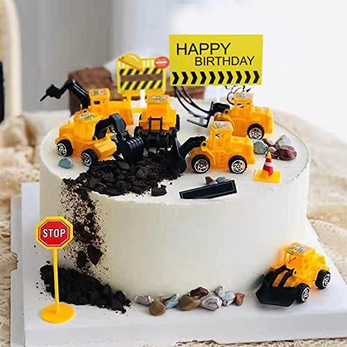 Nevperish 18 Set PCS Construction Cake Toppers Vehicles Cake Decoration Excavator Tower Crane Cupcake Topper Traffic