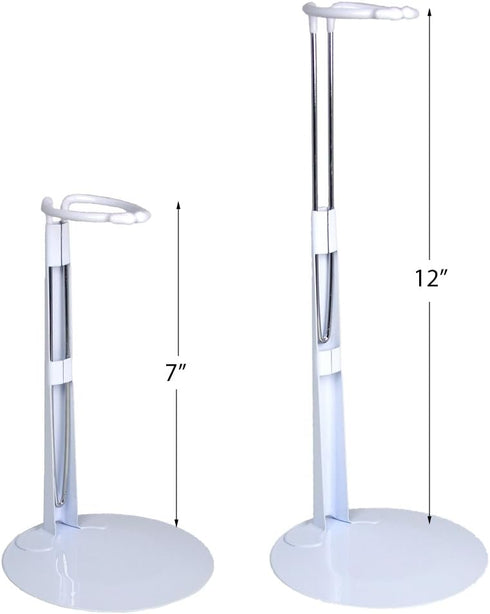 BANBERRY DESIGNS Doll Stands, White with Vinyl Arms, Expands from 7" to 12" H for Dolls 7" to 16" Tall