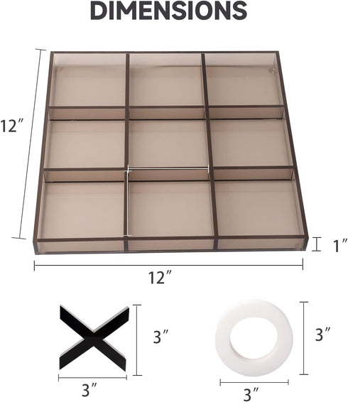 GSE Games & Sports Expert 12" Giant Acrylic Tic Tac Toe Game Set, Classic Family Travel Board Game