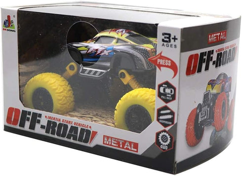 Pull Back Toy Trucks for Boys, Alloy Educational Monster Cars for Toddlers, Inertia Car Toy (Yellow)