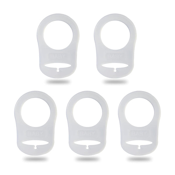 5 Pack Clean Pacifier Clip Silicone Adapter Holder Rings for Pacifier (Food