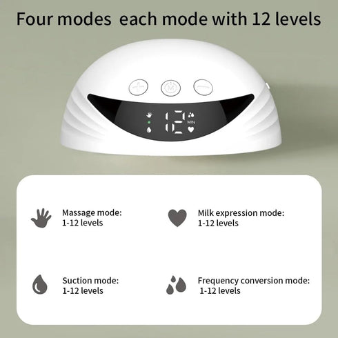 Generic 4 Wearable Electric Breast Pump, Variable Frequency, Modes, Anti-Backflow Design, White