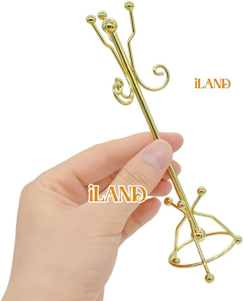 1:12 iLAND Dollhouse Furniture and Accessories on Scale, Miniature Coat Rack & Full Mirror (Golden Color)