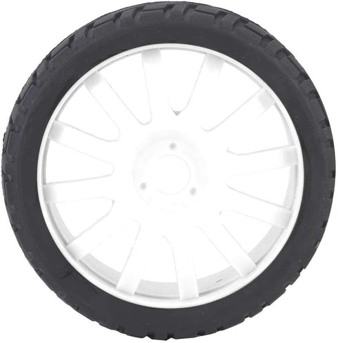2Pcs Wheel Rim, Racing Car Rubber Wheel Hub Tires for 1/8 On-Road Racing RC (White)