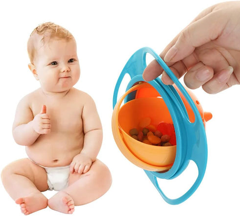 Berry President Magic Bowl, 360 Degree Rotation Spill Resistant Gyro Bowl with Lid for Toddler Kids (Pink+Blue+Green)