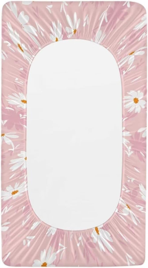 Psesaysky Daisy Changing Table Cover Waterproof Nursery Pad Change Cover Breathable Stretchy Diaper Changing Cover Soft
