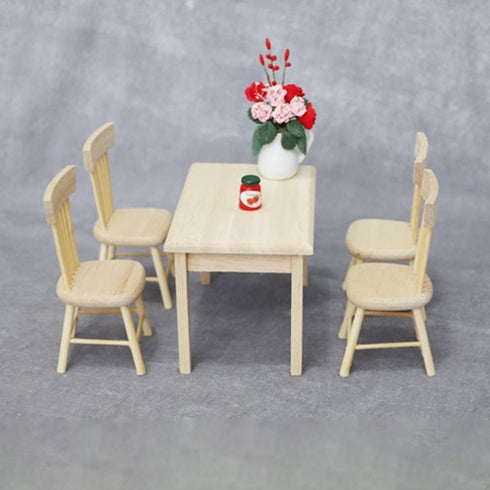 Toddmomy Doll Furniture Set, Miniature Table Chair for 1/12 Scale Dollhouse Kitchen Decoration