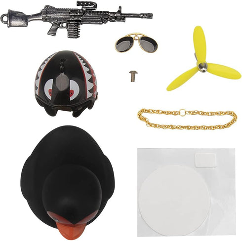 wonuu Pink Rubber Duck Car Ornaments Set - Dashboard Decorations with Propeller Helmet, Sunglasses, and Gold Chain