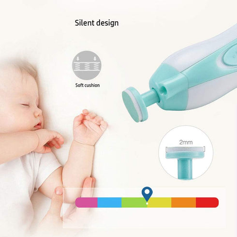 HANGER Nail File Trimmer 6 Electric Baby Nail File with Light - Grinding Heads Safe Nail Clippers Kit for Newborn