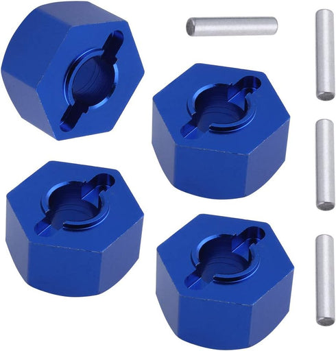 HobbyPark Aluminum 12mm Hex Wheel Hubs Nuts w/Pins Replacement of 1654 for RC Traxxas 1/10 Slash 4x4 (Navy Blue)