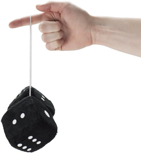 3" Pair of Hanging Fuzzy Dice by Pudgy Pedros Party Supplies (Black)