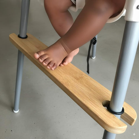PandaEar High Chair Footrest for IKEA Antilop, Adjustable Height Natural Bamboo Wooden Footrest with Rounded Corners