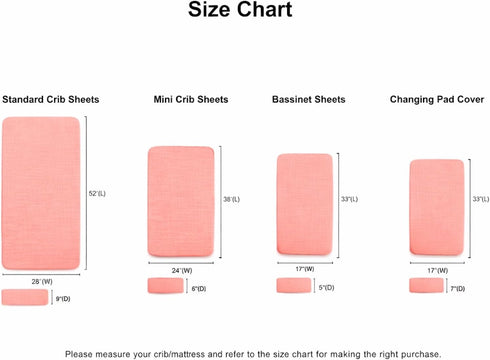 2 Pack 28"x 52"- Blush Muslin Crib Sheets for Boys & Girl- Neutral Breathable Cotton Crib Mattress Sheets Fitted
