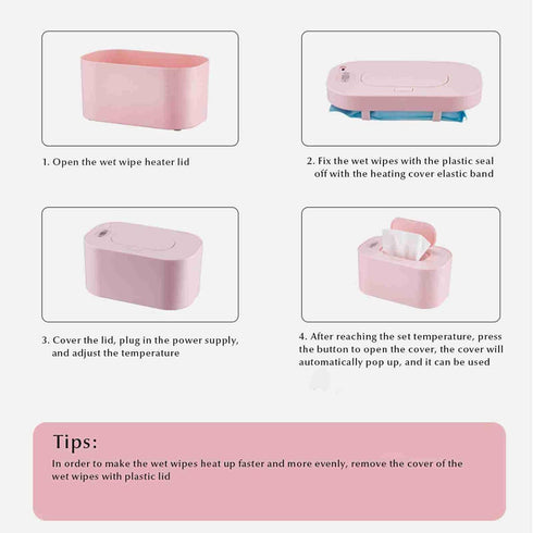 Wet Wipes Warmer Smart Baby Wipe Heater Top Heating Box with Temperature Control USB Connection for Home and Travel