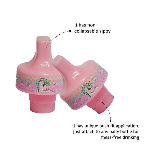 Pack 2 Refresh-a-Baby Universal Bottle Top Spout Adapter Reusable, Easily Convert Any Bottle into a Spill-Proof Sippy