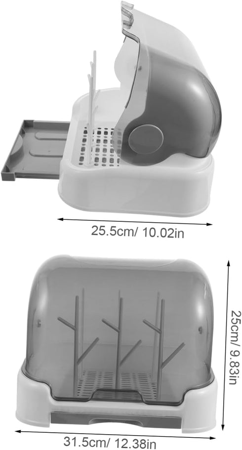 Countertop Yardwe Bottle Drying Rack with Dustproof Cover Space-Saving Organizer for Bottles Pacifiers Utensils