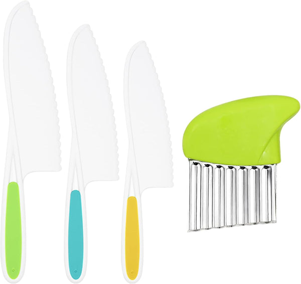 Suhctuptx Kids Kitchen Knives, Nylon Toddler Knife Set with Crinkle Cutter, Kid
