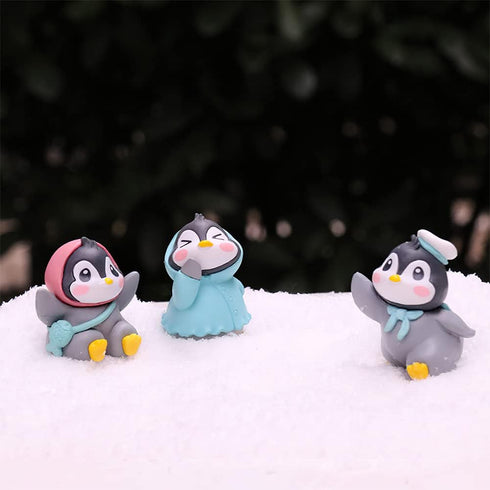 6 Pcs Cute Penguin Action Figurines Dolls Toy Miniature Penguin Cake Topper Collection for Fairy Garden