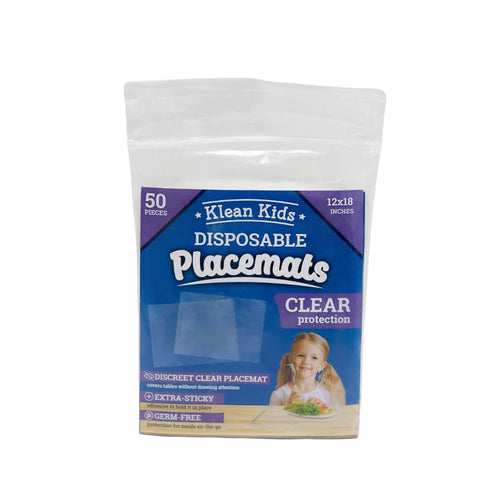 Clear Disposable Placemats - Sticky Transparent Table Mat for Baby, Toddler, Kids, Adults - 40 Pack