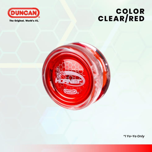 Duncan Toys Hornet Pro Looping Yo-Yo, Clear with Red Cap, Ball Bearing Axle and Plastic Body with String