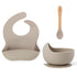 Ginbear Baby Bowls with Suction, Silicone Bibs, Baby Feeding Spoons, Baby Led Weaning Supplies, Almond, Ages 6 Months+