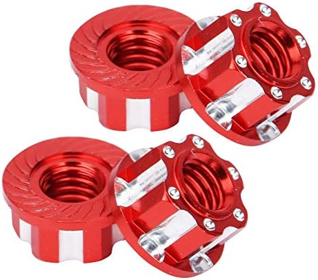 VGEBY 4pcs RC Hex Nuts, M4 Carving Hexagonal Nuts Aluminum Alloy for D3 D4 1/10 RC Car (Red)