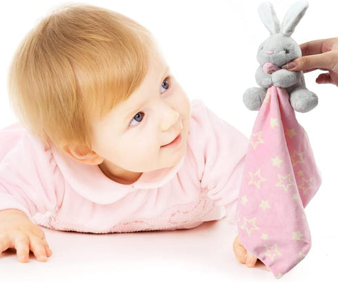 CREVENT Cozy Plush Baby Security Blanket Loveys for Baby Girls, Animal Face, Baby Shower Gifts for Newborns