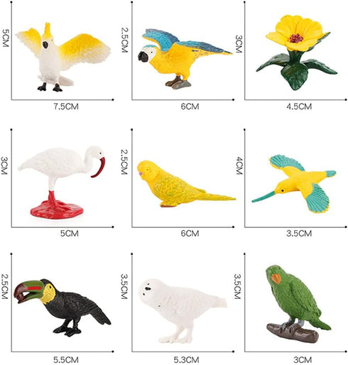 10 Pcs Simulated Bird Animals Parrot Model Figure Toys, Realistic Flamingo Birds Figurine Collection, Educational