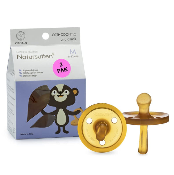 Natursutten 2-Pack Natural Rubber Pacifiers - Safe & Soft BPA-Free Pacifier for