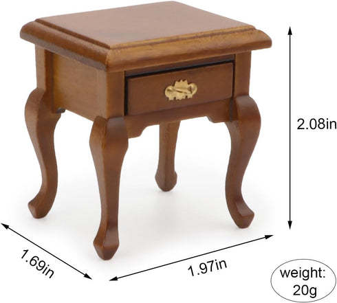 1:12 Miniature Furniture Bedside Table Dollhouse Accessories Wooden Nightstand Vintage Living Room Bedroom Scene