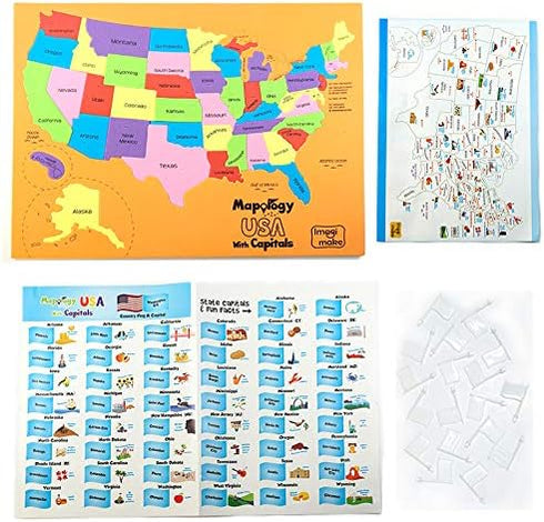 Imagimake Mapology USA & World Map Puzzle with Flags - Educational Toys for Ages 5-7 and Geography Toys