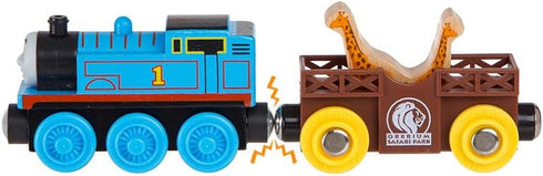 Toys 12 (18 Pcs) Wooden Engines & Train Cars Collection with Animals, Farm Safari Zoo Compatible with Thomas