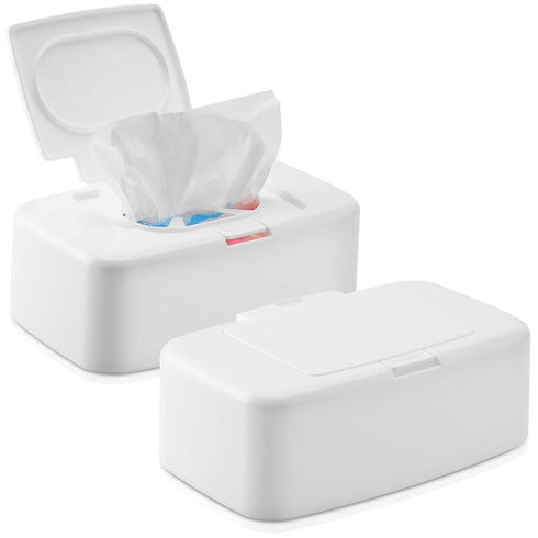 Rarowanti 2 Pack Wipes Dispenser, Small Wipes Case with Lid, Wet and Dry