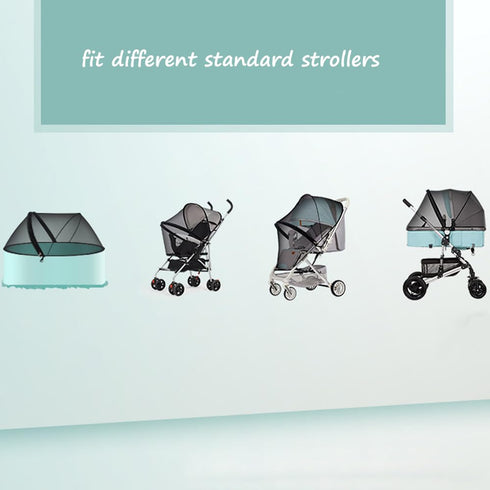 2 in 1 Net Baby Stroller Sun Shades with Zipper Window, Universal Mesh Travel Cover for Outdoor Walking, Beach